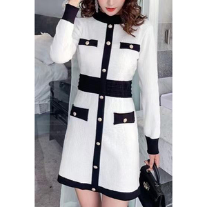 Yüksek kaliteli kadın kısa kollu kazak elbise ünlü parti Bodycon Mini elbise Casual TWEED triko Made doğal Polyester