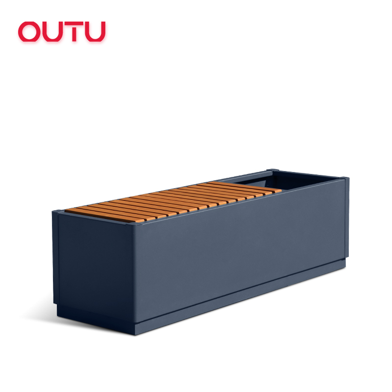 Pots en aluminium avec banc gris