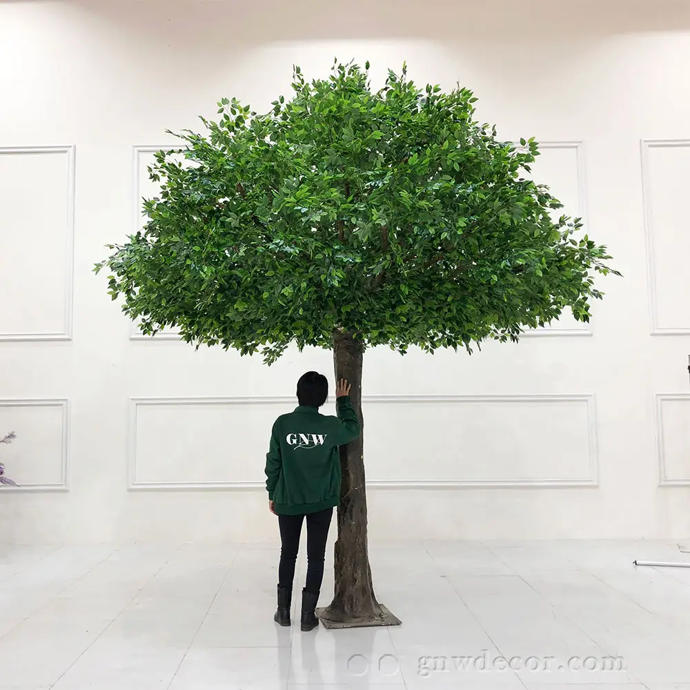 GNW Large Garden Decoration artificial Green Banyan Tree for Sale artificial flower backdrop
