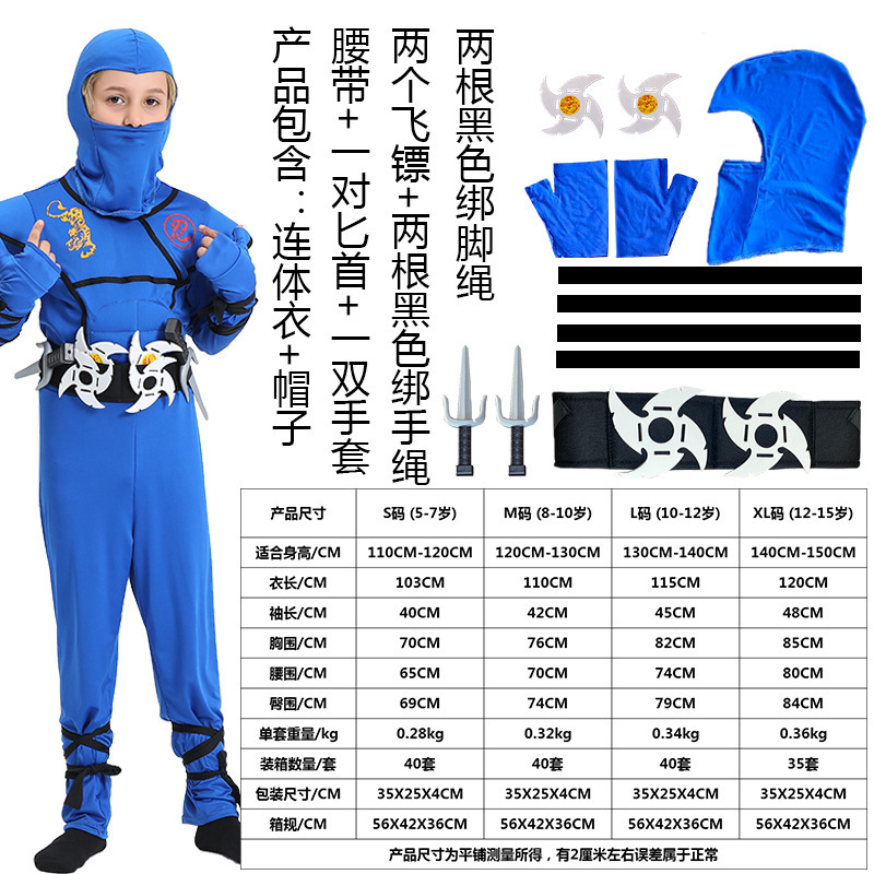 Ninja en costume musculaire bleu