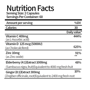 Sureau Vitamine C Zinc pour Adultes-5 1 Sambucus Capsules de Sureau Noir Vitamine D3 Supplément Immunitaire pour Femmes Enceintes - Product Image 2