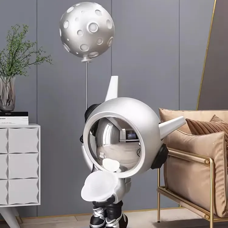 Venda quente DIY Home Decor Fibra De Vidro Esculturas Astronauta Balão Spaceman Artesanato Ornamentos