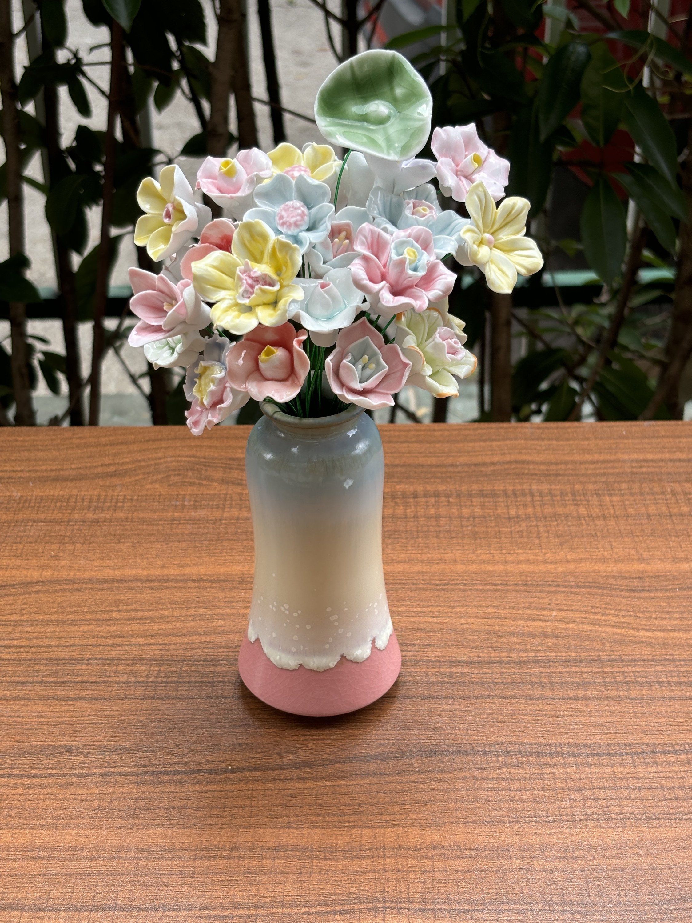 Pink wide bottom kiln bottle-no flowers-30-50px