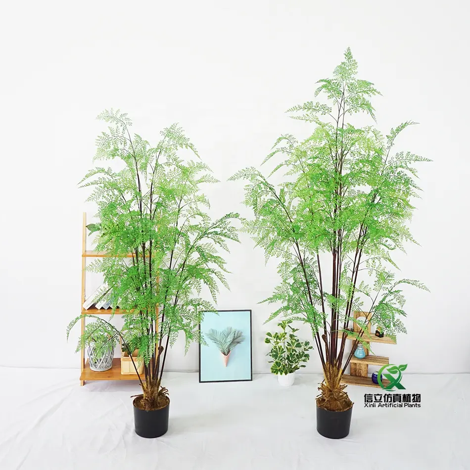 Commercio all'ingrosso in vaso verde felce albero Indoor Home Office Decor plastica 150 CM finta pianta di cespuglio di felce
