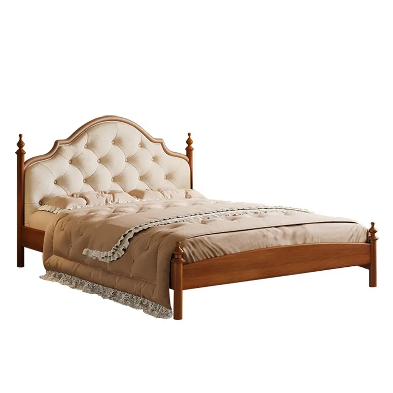 سرير تشيستر عتيق من الولايات المتحدة ، سرير غرفة نوم رئيسية ، سرير بحجم كينج كوين من الخشب الصلب المزدوج
