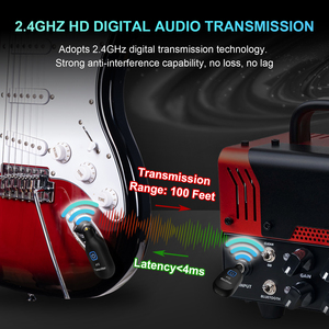 Juego de accesorios de guitarra inalámbrica UHF 1 + 2, accesorios para instrumentos musicales, transmisor recargable incorporado, receptor, bajo de Metal - Product Image 3