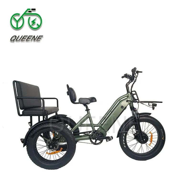קווין באיכות גבוהה 3 גלגלים מטען E-תלת אופן שמן צמיג ציד אופניים חשמליים עם רכזת קדמית סל מנוע 48V סוללת ליתיום
