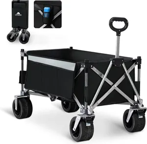 Đóng mở cắm trại Wagon xách tay có thể gập lại tiện ích xe đẩy với 360 bánh xe, có thể điều chỉnh xử lý, nhiệm vụ nặng nề 150kg Công suất - Product Image 1