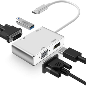 FARSINCE <strong>USB</strong> Type C <strong>to</strong> HDMI VGA DVI USB3.0 4 in 1 <strong>Usb</strong>-c Adapter Converter Hub 4K 1080P - Product Image 1