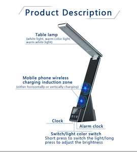 Multifunctional Alarm Clock Digital Clock 5in1 <strong>Charging</strong> Station Adjustable Modern LED Desk Table <strong>Lamp</strong> with Wireless <strong>Charging</strong> - Product Image 5