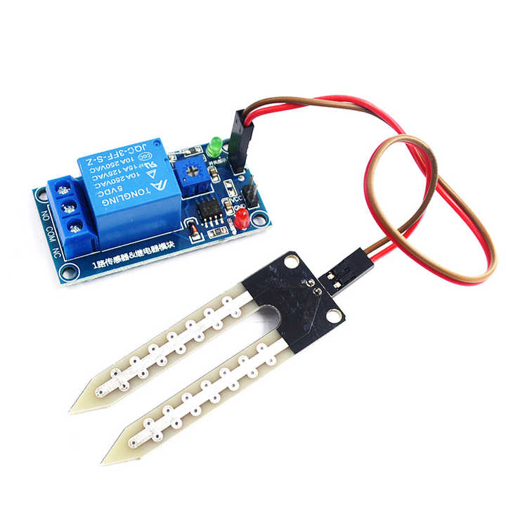 รีเลย์เซ็นเซอร์ความชื้นในดิน DC 5V 12V โมดูลควบคุมการรดน้ำอัตโนมัติสวิตช์เริ่มรองรับความชื้นในดิน DC 5V 12V