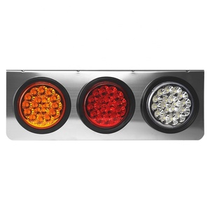 Qiongli sıcak satış 12V 24V LED üç Lens kombinasyonu kuyruk işık kamyon römorklar için 54 adet LEDs 3 1 paslanmaz plaka yeni - Product Image 1