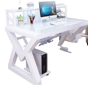 Minimalist Style Office <strong>Computer</strong> Desk Carefully Crafted by Tempered Glass and Metal Steel Frame High Quality <strong>Computer</strong> <strong>Table</strong> - Product Image 2