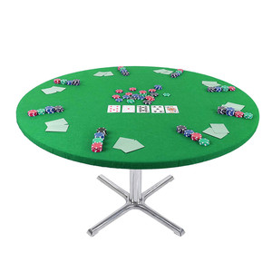 绿色毛毡牌桌游戏盖桌布弹性贴合圆桌圆桌36至48英寸 - Product Image 1