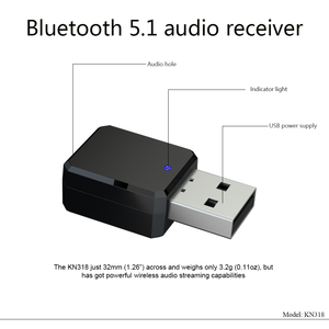 HG Bluetooth-Compatible 5.1 Receiver KN318 USB AUX Dual <strong>Output</strong> Support Handsfree Calling Stereo USB Interface <strong>Audio</strong> Receiver - Product Image 4