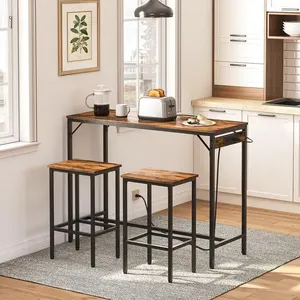 Wholesale Dining <strong>Table</strong> <strong>Set</strong> Space Saving Kitchen <strong>Table</strong> <strong>Set</strong> for <strong>3</strong> Piece Small Dining <strong>Tables</strong> and 2pcs Chairs for Kitchen Apartment - Product Image 4