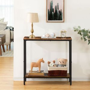 Toptan 2 Tier Entryway masa raf ile endüstriyel stil rustik antik dar giriş yolu masa Entryway oturma odası için - Product Image 2