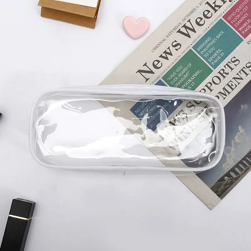 Пенал из ПВХ на молнии для школьников, модный прозрачный водонепроницаемый пластиковый мини Чехол для ручек и карандашей