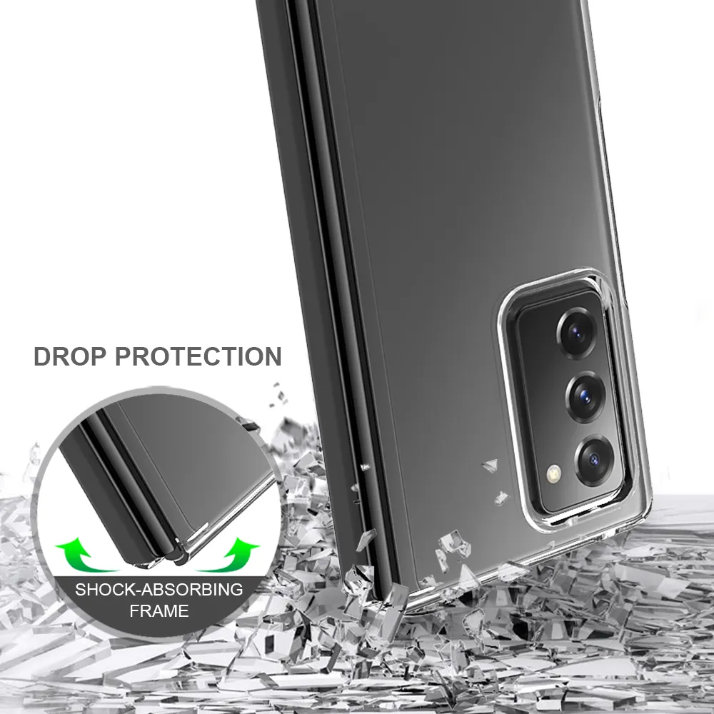 Funda rígida a prueba de golpes para Samsung Galaxy Z, carcasa transparente anti-caídas y anti-huellas de 1,2mm de grosor para teléfono móvil