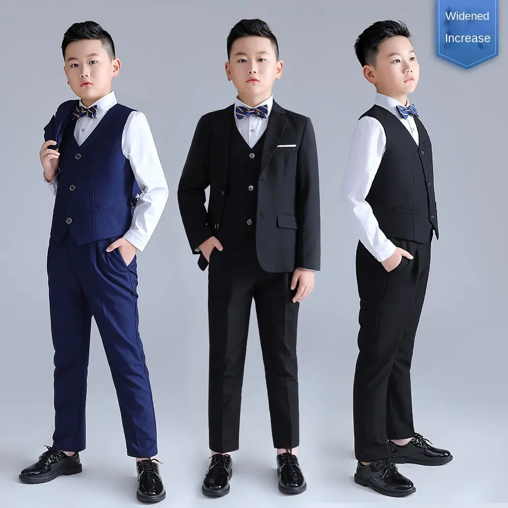 2024 बच्चों के सूट नए मध्यम और बड़े बच्चों के प्लस फैट प्लस सॉलिड कलर लड़कों के लिए स्पीच होस्ट सूट