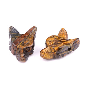 20x25mm <strong>Wolf</strong> Head Pendants with <strong>Hole</strong> Natural Healing Crystal Reiki Stone Carved Animal Statue Figurine Decor Gemstones Necklace - Product Image 6
