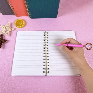 Benutzer definierte Quer linie Ähnliche Leinen Softcover PU Notebook Journal Leder gebundene Doppel ringe Spiral bindung für Tagebuch notiz nehmen - Product Image 5