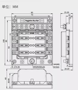 6ウェイヒューズボックスBヒューズブロックホルダー、6回路ネジナット端子、ネガティブバス付き5A 10A 15A 20Aフリーヒューズ、LEDインジケーター付き - Product Image 5