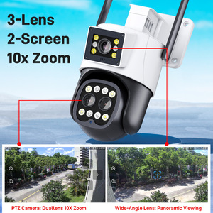 Camhipro 6MP Wifi 4G <strong>Camera</strong> 2.5&quot; 10X Optical Zoom Three Lens Dual Screen Outdoor Cctv <strong>Camera</strong> With Sound and Light Warning - Product Image 2