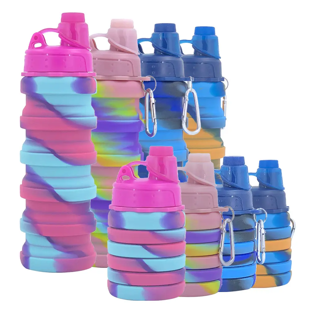 Новинка 2022, складная силиконовая бутылка для воды, портативная креативная чашка для воды, пластиковая бутылка для питья для спорта на открытом воздухе, 500 мл, бутылки