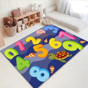 Cartoon Puzzle Game Early <strong>Learning</strong> Rug Living Room Bedroom Four Seasons Available Non-slip Soft Custom Kid's Carpet