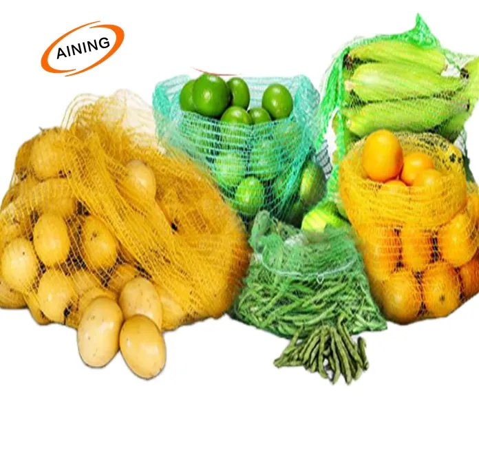 Tas jaring khusus sayuran hijau dan buah, diisi dengan jagung dan tas jaring bernapas multifungsi lainnya dapat disesuaikan