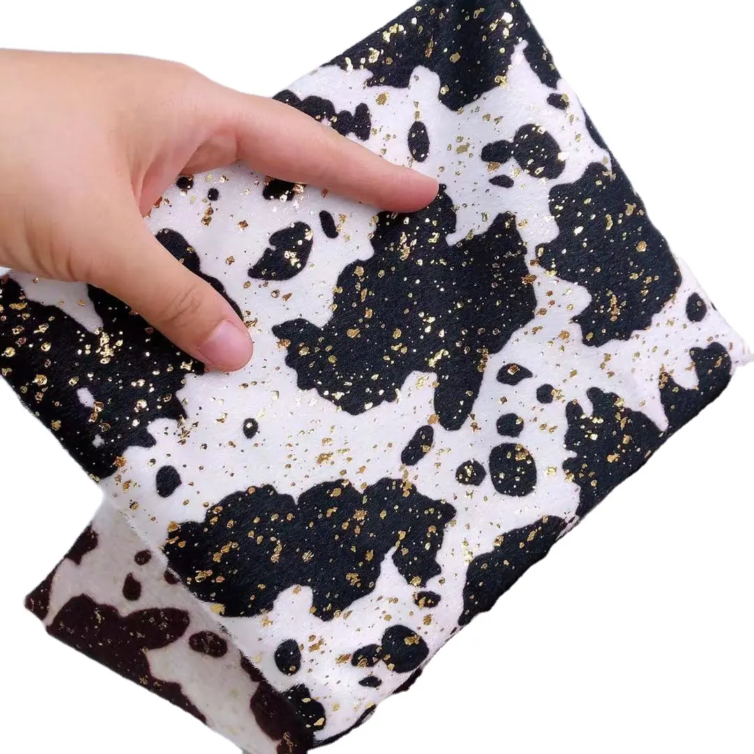 FA-22931-Foild gilding Cow pattern Faux horse animals fur for garment shoes bags