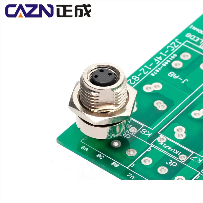 Conector hembra M8 PCB de 3 pines, 4 núcleos, 5 orificios, 6P, 8 pines, placa de conector impermeable de soldadura, conector codificador de instalación delantera/trasera