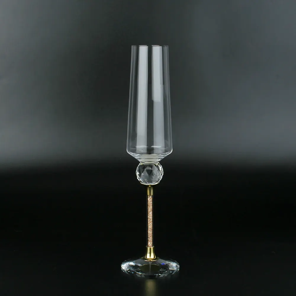 Crystal Clear Flutes Set 2 6 Oz Premium Stemmed Sparkling Wine cylinder champagne glasses for wedding