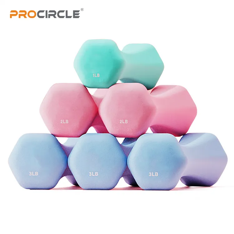 ProCircle PVC Neoprene Dipping Dumbbell Cheap Gym Workout Hexagon Dumbbell