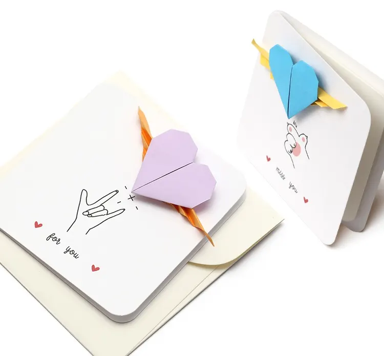 Kostenloser Versand Amazon Danke Bestell karte Kleines Geschenk Liebe Origami Dick Weiß Craft Kauf Papier Grußkarten