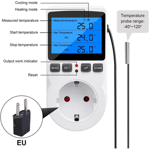 Control de temperatura digital/enchufe de controlador de temperatura de 230 V con sensor, enchufe de termostato, interruptor de temperatura con temporizador - Product Image 2