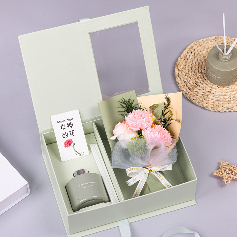 Sac à main style œillet gardénia vert + coffret cadeau