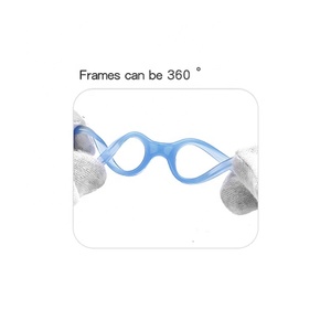 阿科玛TR90儿童运动眼镜3107蓝色矩形光学可弯曲铰链弹性硅胶表带可变黑色老花镜