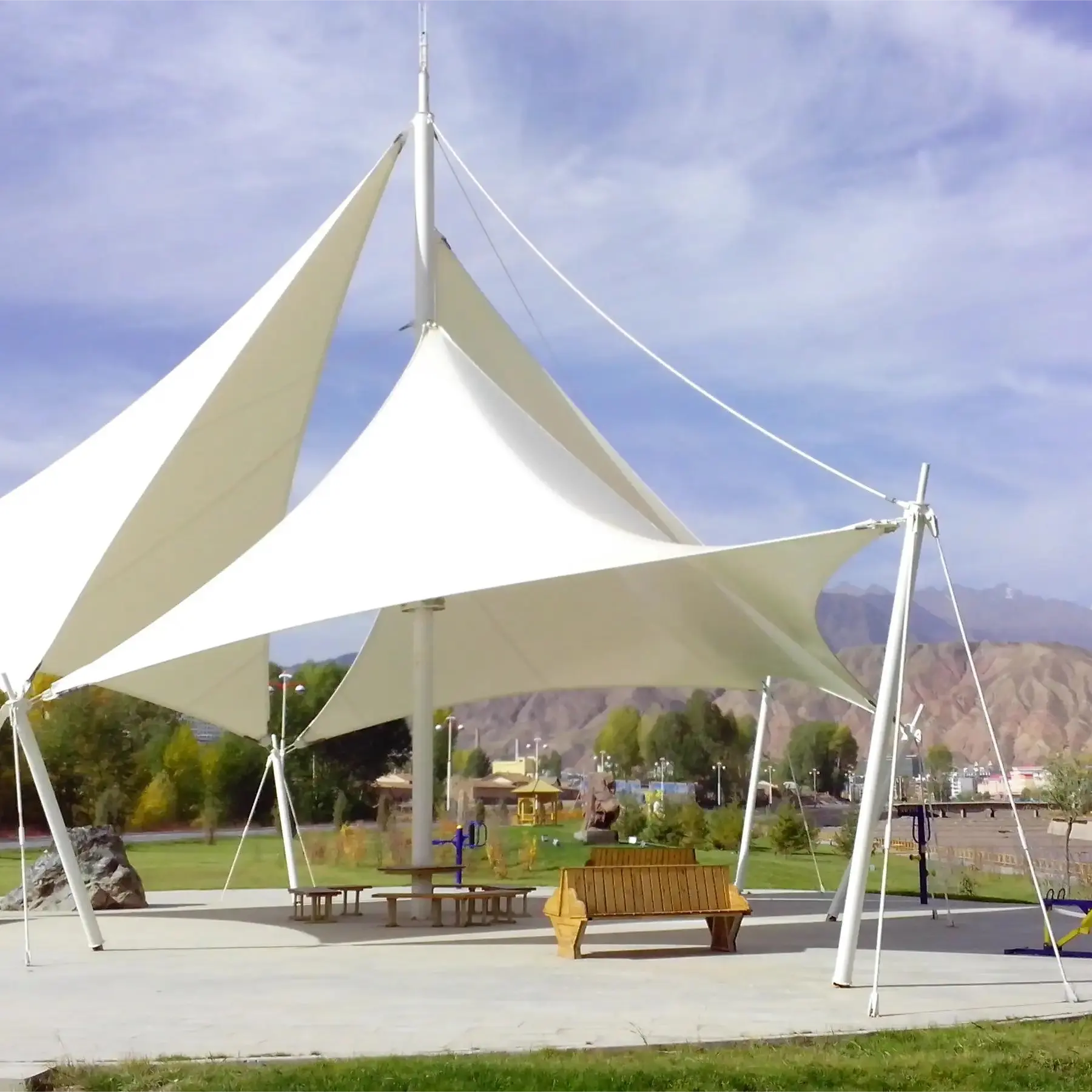 テント新デザイン屋外シェード生地引張膜構造