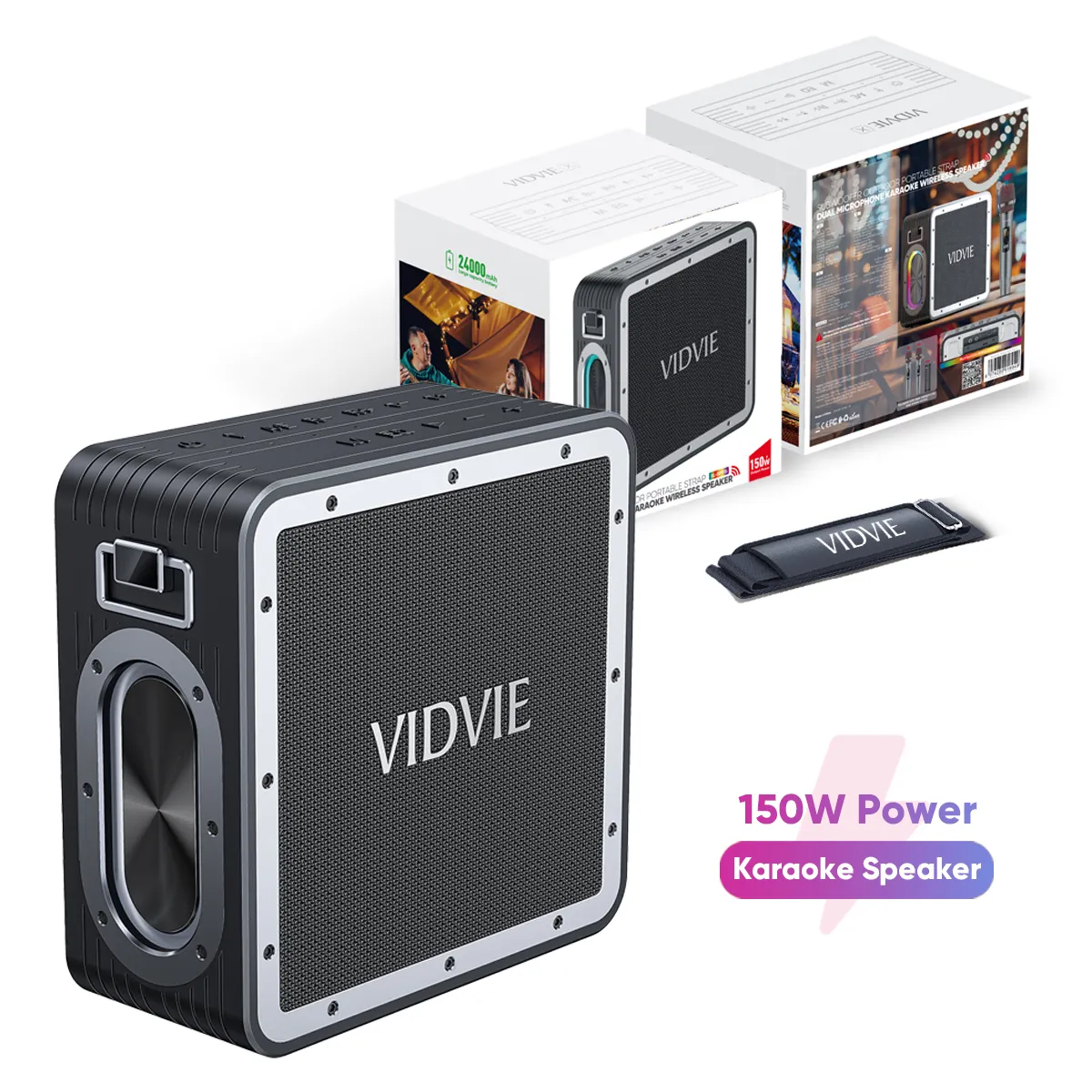 Vivie X Speaker TWS nirkabel portabel, Speaker Karaoke nirkabel pesta 150W Bass berat dengan mikrofon dan Bluetooth