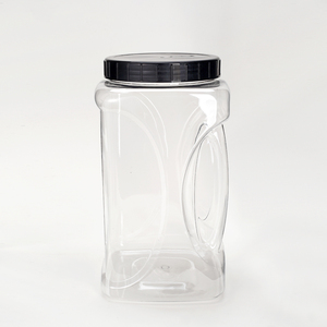 グリップハンドル付き1ガロン透明プラスチック収納容器ジャー、BPAフリージャー - Product Image 1