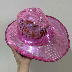 Beyonce <span class=keywords><strong>World</strong></span> Concert Diskothek Spiegel Shiny Adult Cowboy <span class=keywords><strong>Hats</strong></span> Handgemachte Pailletten Party Hut für Casual Beach <span class=keywords><strong>World</strong></span> Famous Design