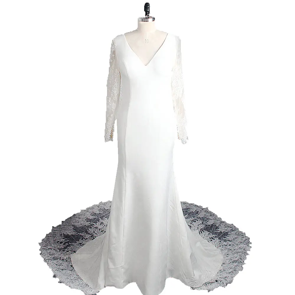 RSW1641 scollo a V Illusion Back Mermaid Lace abiti da sposa a maniche lunghe per la sposa