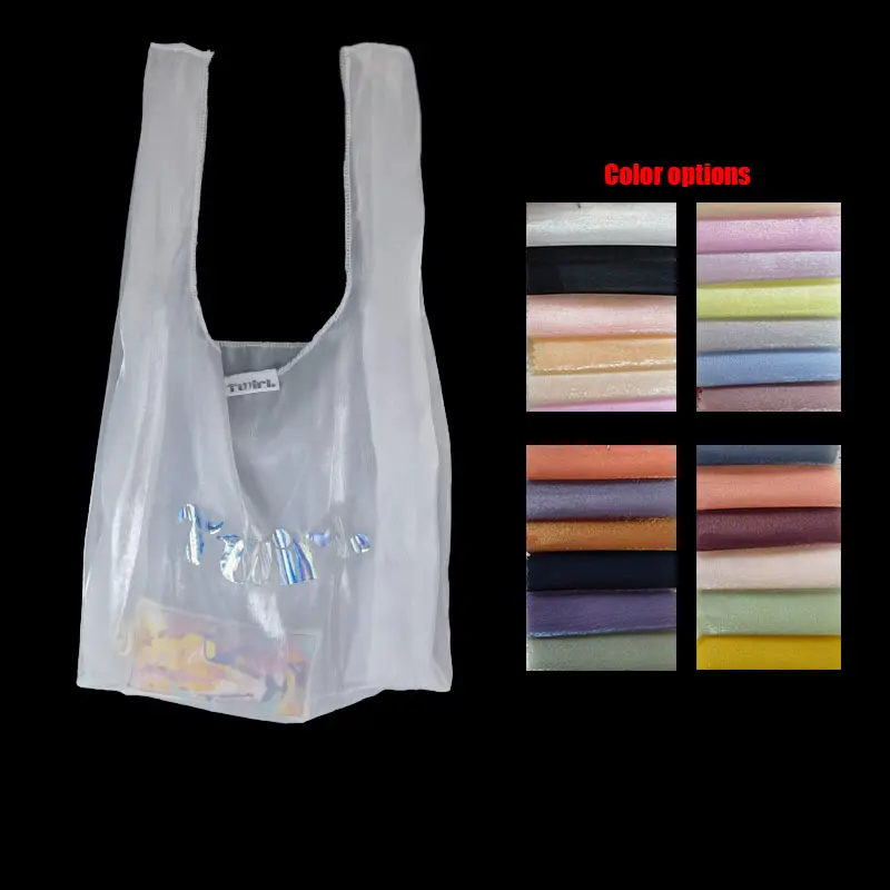 Hafif omuz çantası tote çanta büyük şeffaf alışveriş bakkal işlemeli örgü özel baskılı beyaz organze çanta