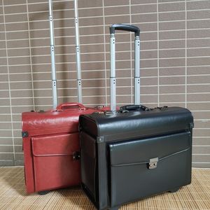 パイロット大容量2輪ヴィンテージPUレザートラベルバッグトロリーラゲッジ業務用