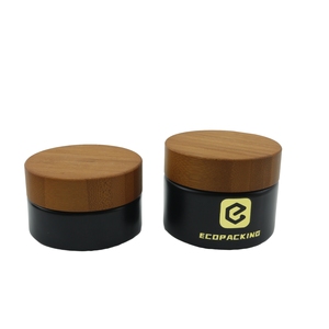 ガラスの瓶5/10/15/20/30/50Gマットブラックフェイスクリーム容器1 2 4オンスプラスチック木目ふた付き - Product Image 1