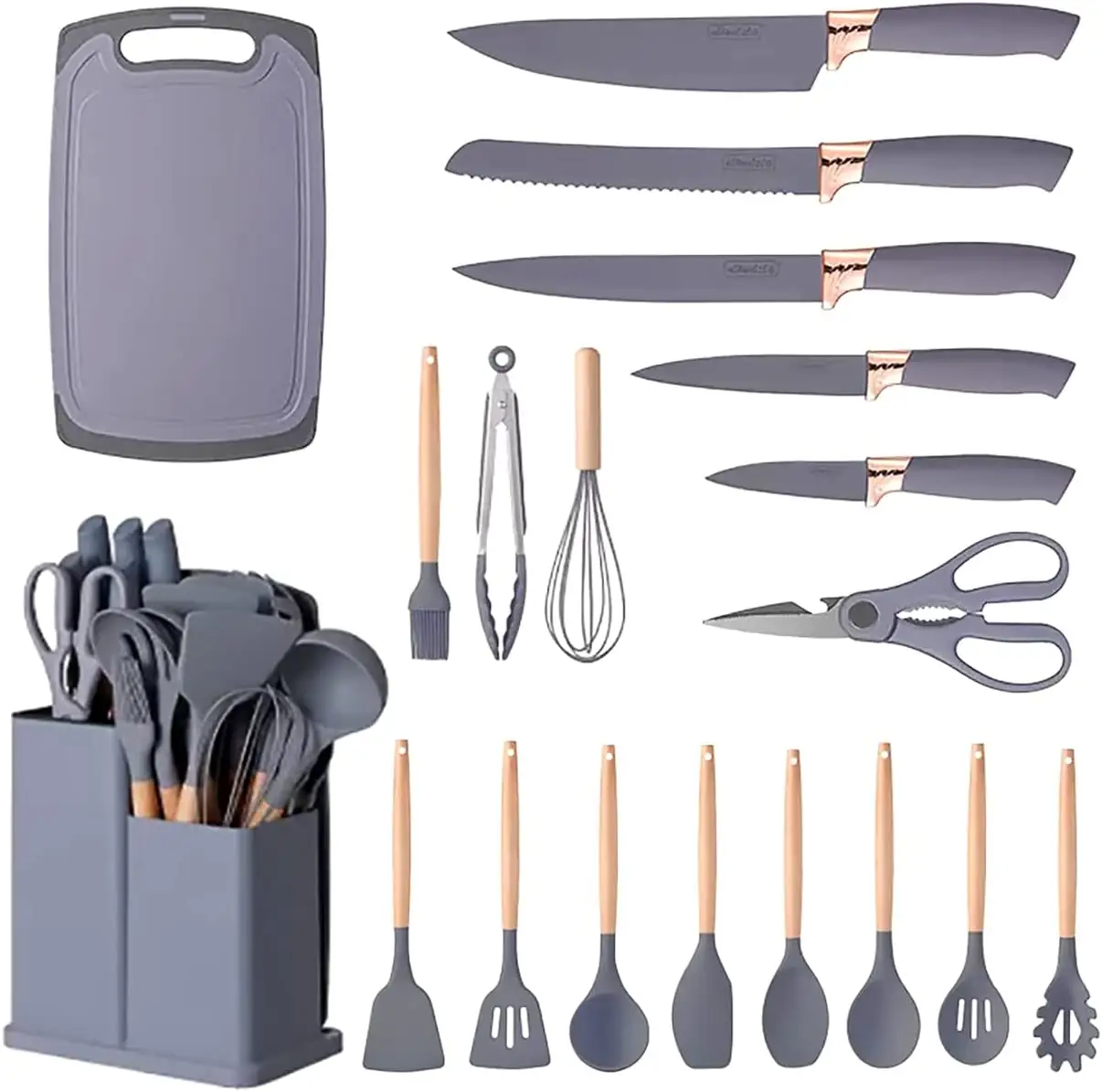 Utensílios de cozinha de 17 peças, utensílios de cozinha, utensílios de cozinha, acessórios de cozinha, utensílios de cozinha com faca de aço inoxidável