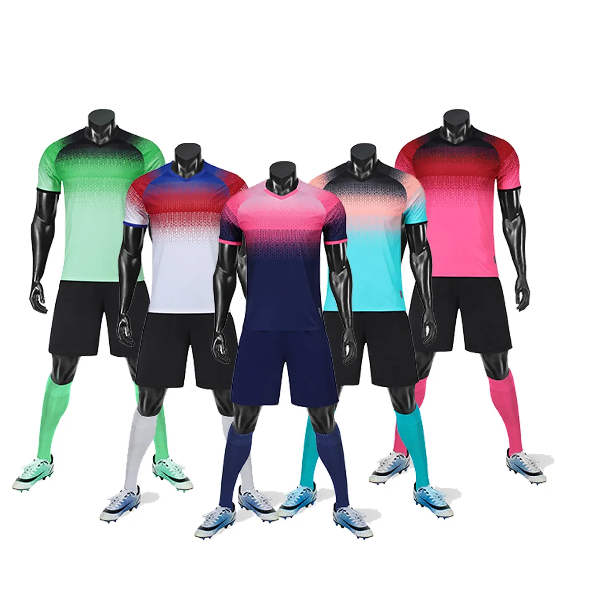 Conjunto de uniforme de fútbol para adultos, conjunto de entrenamiento de Fitness con diseño de Color degradado, venta al por mayor