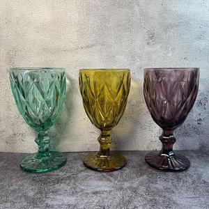 ビンテージワイングラスStemlessカスタム彫刻クリスタルワイングラスヴィンテージ色の飲み物ヴィンテージグラスゴブレット
